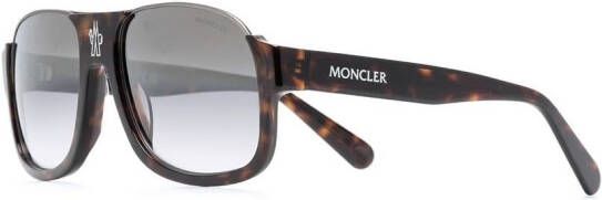 Moncler Eyewear Zonnebril met vierkant montuur Bruin