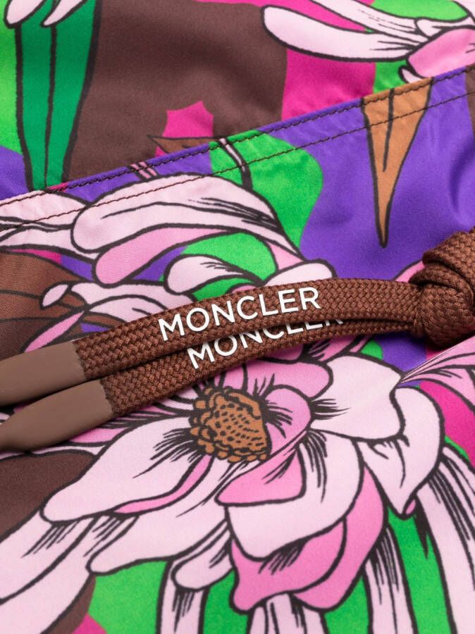 Moncler Zwembroek met bloemenprint Roze