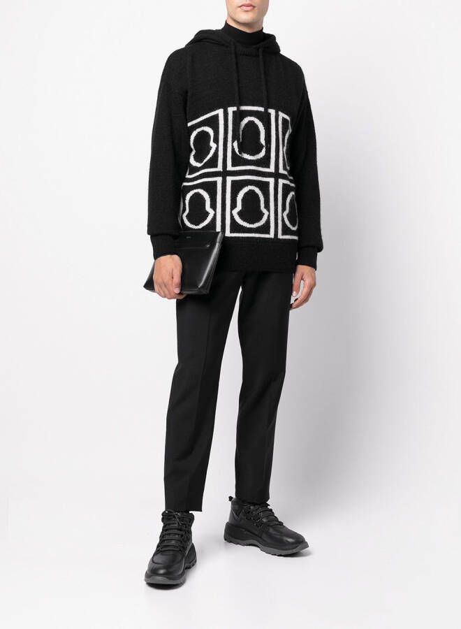 Moncler Hoodie met intarsia logo Zwart