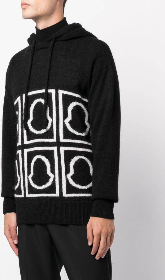 Moncler Hoodie met intarsia logo Zwart