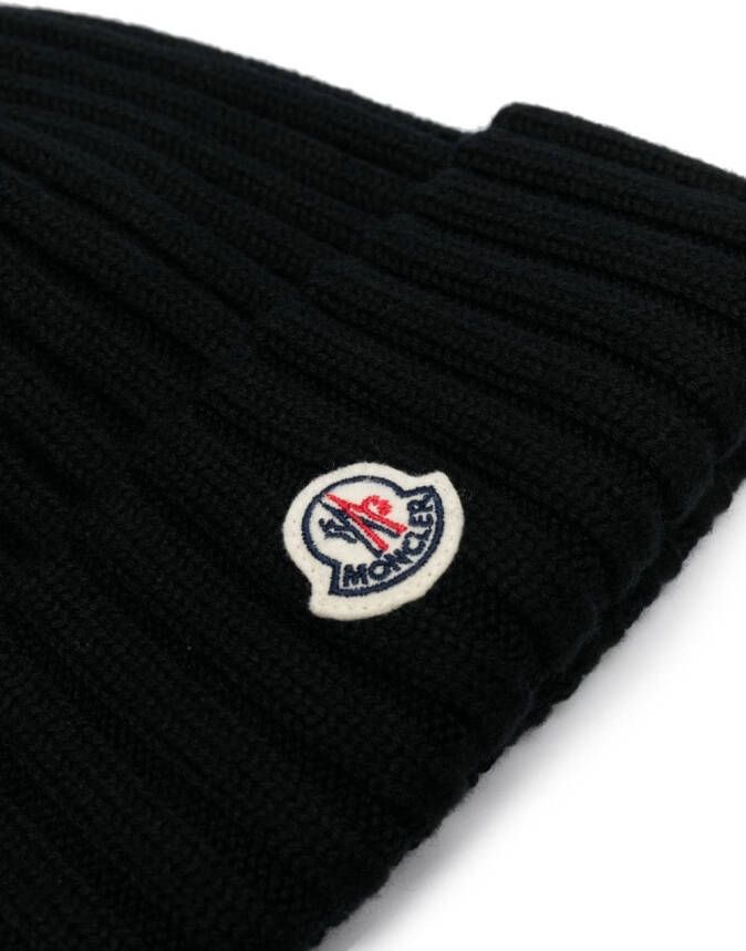 Moncler Muts met logo-patch Zwart