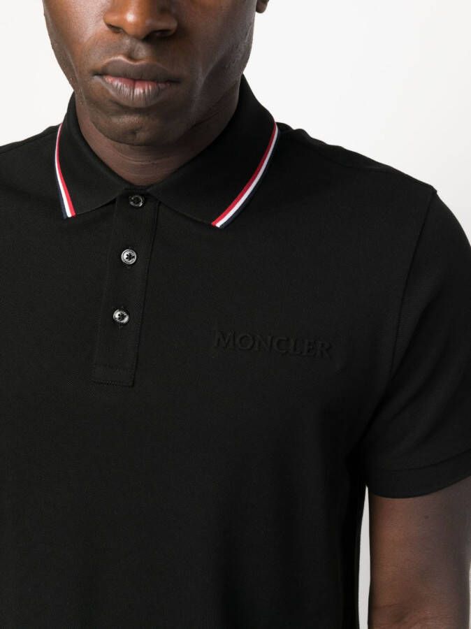 Moncler Poloshirt met logo-reliëf Zwart