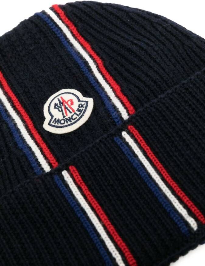 Moncler Muts met logopatch Blauw