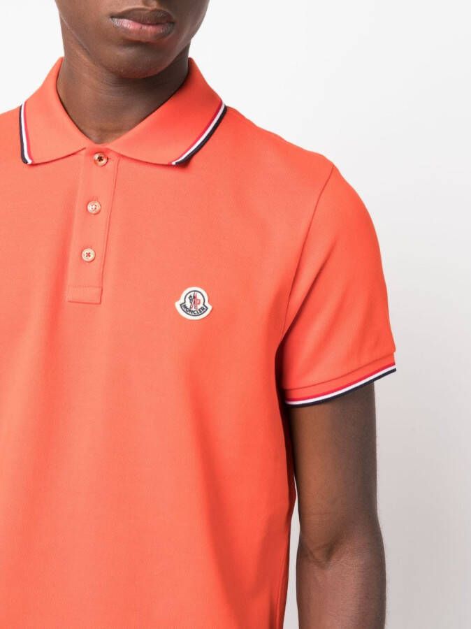 Moncler Poloshirt met logopatch Oranje