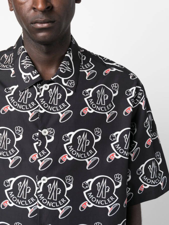 Moncler Bowlingshirt met logoprint Zwart