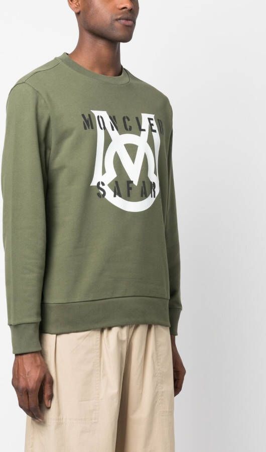 Moncler Sweater met logoprint Groen
