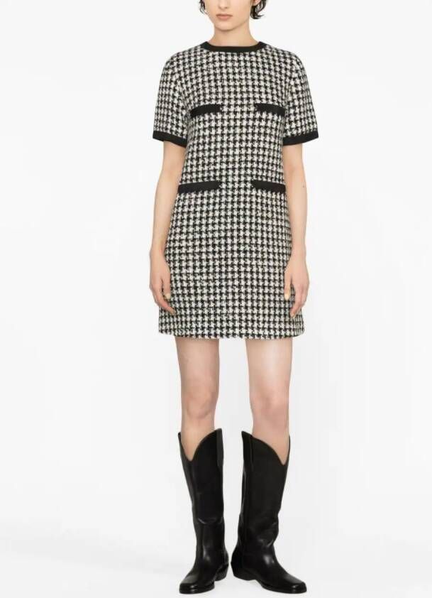 Moncler Mini-jurk met pied-de-poule print Wit