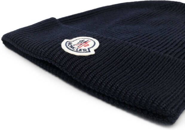 Moncler Muts met logopatch Blauw