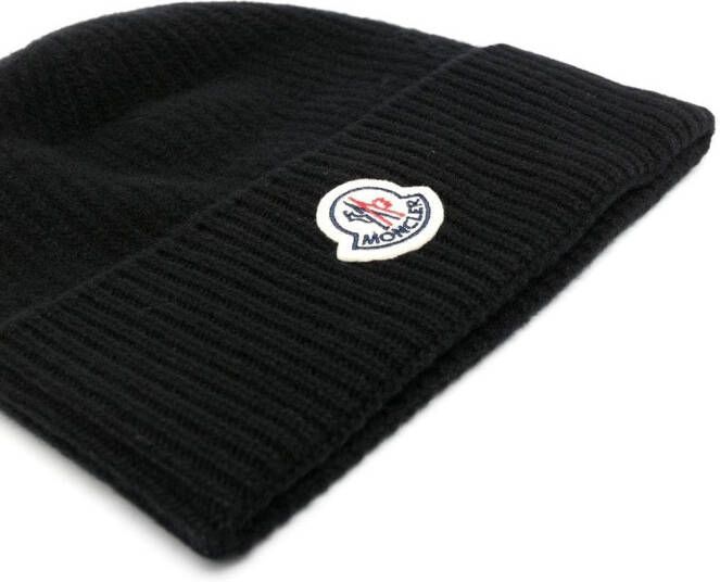 Moncler Muts met logopatch Zwart