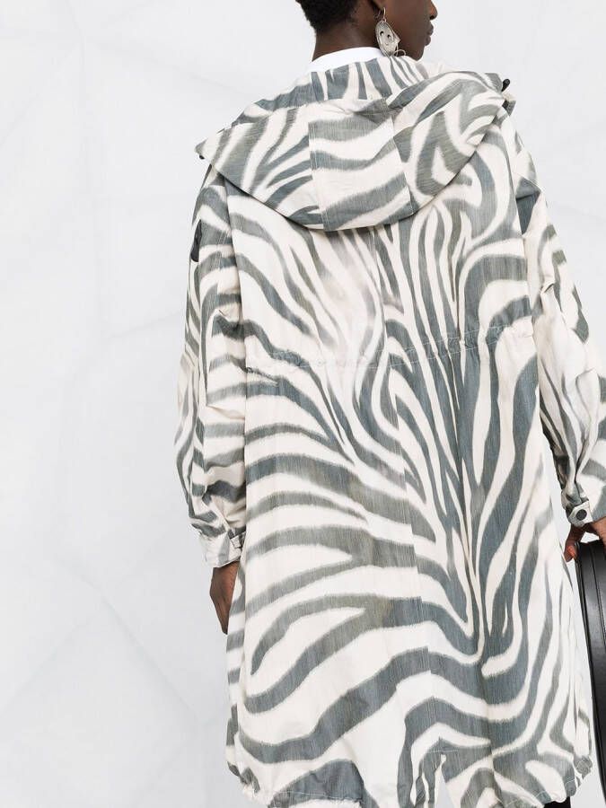 Moncler Parka met zebraprint Beige