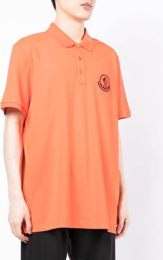 Moncler Poloshirt met geborduurd logo Oranje