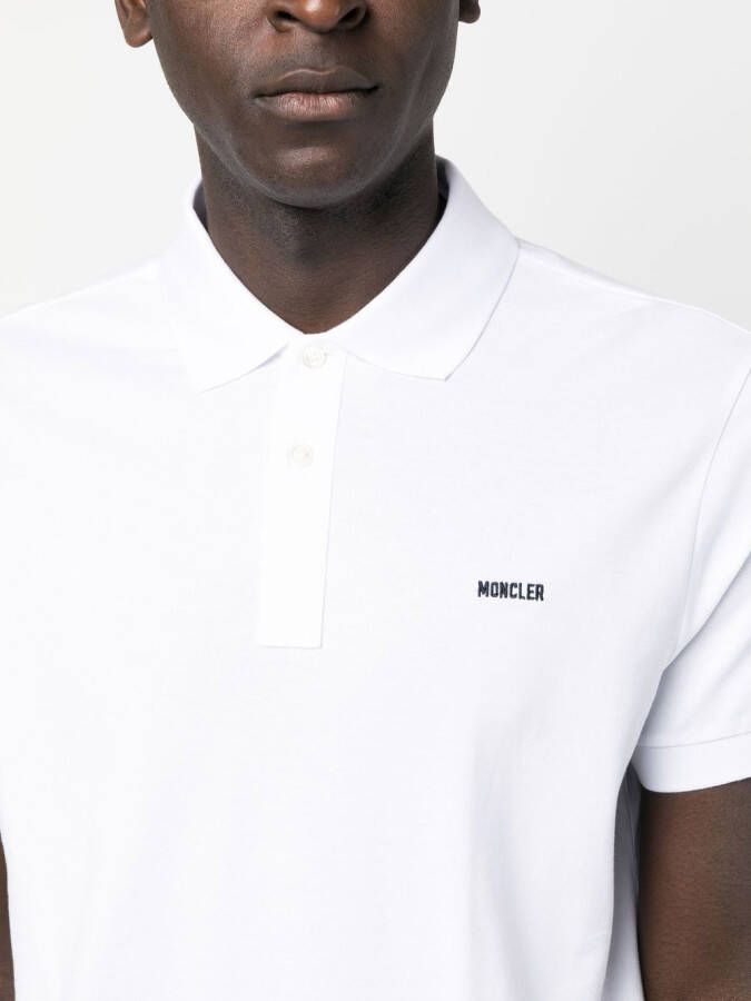 Moncler Poloshirt met geborduurd logo Wit