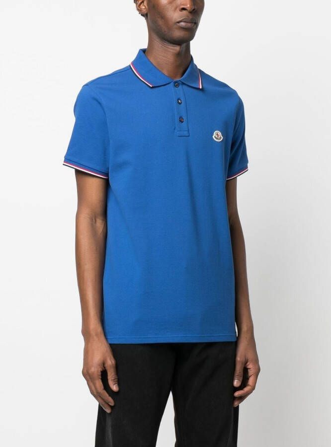 Moncler Poloshirt met logo-kraag Blauw