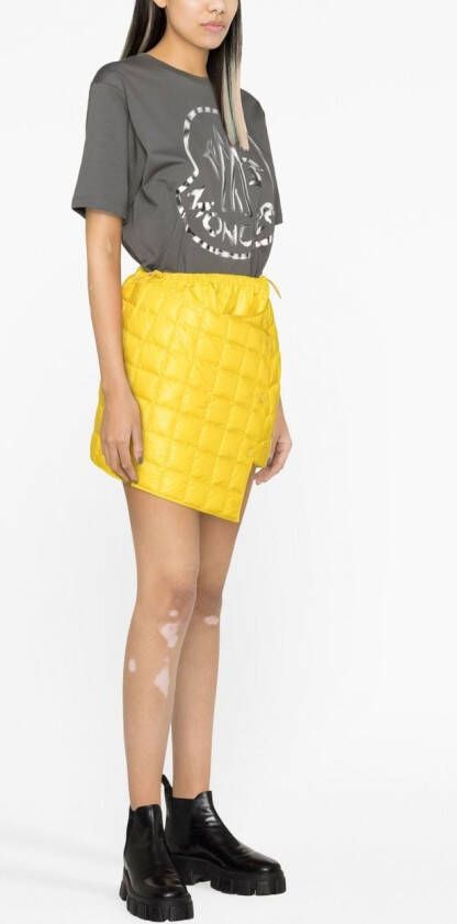 Moncler Yellow Quilted Finish Asymmetric Skirt Geel