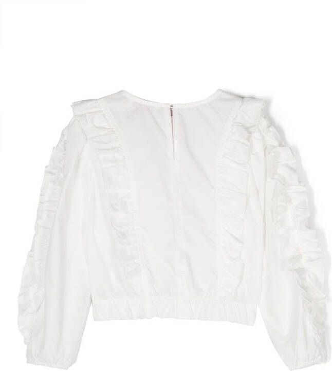 Monnalisa Shirt met bloemenpatch Wit