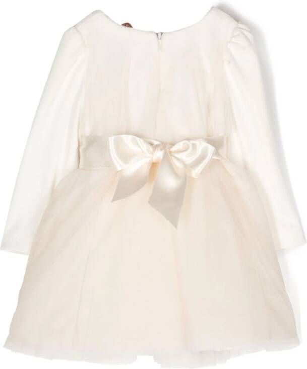 Monnalisa Jurk met bloemenpatch Beige