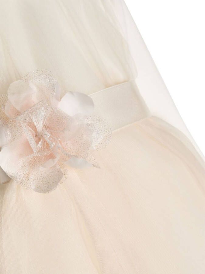 Monnalisa Jurk met bloemenpatch Beige