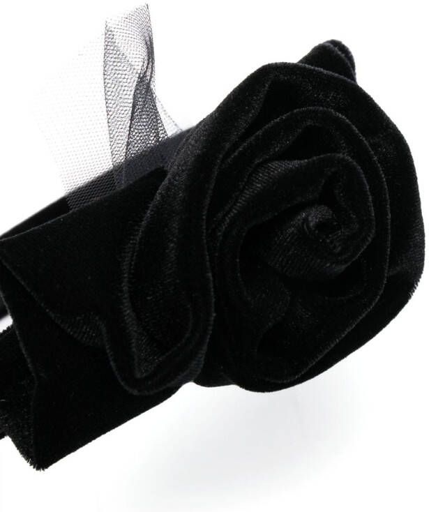 Monnalisa Haarband met bloemenapplicatie Zwart