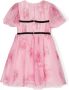 Monnalisa Jurk met bloe print Roze - Thumbnail 2