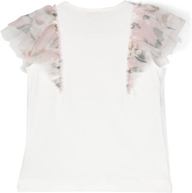 Monnalisa T-shirt met bloemenprint Wit