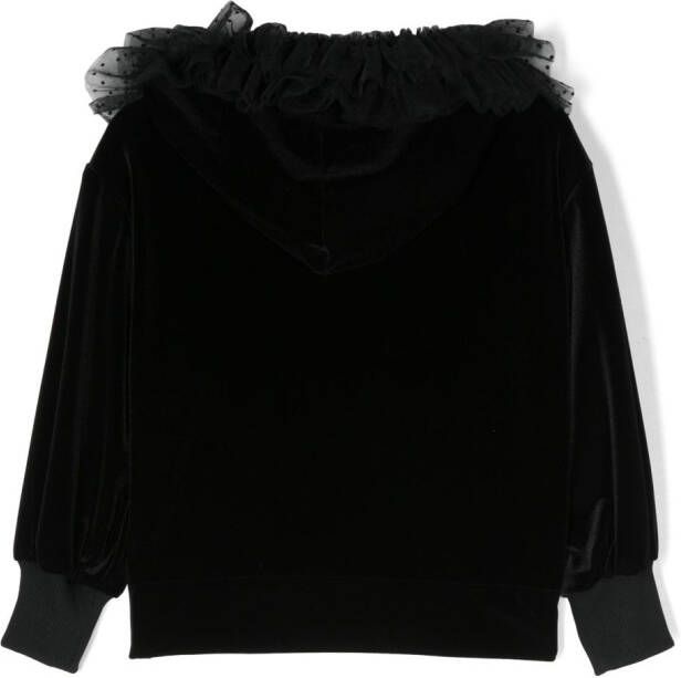 Monnalisa Fluwelen hoodie Zwart