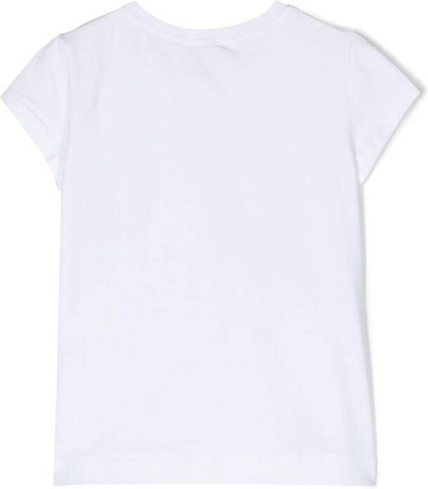 Monnalisa T-shirt verfraaid met kristallen Wit