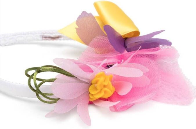 Monnalisa Haarband met bloemen applicatie Roze