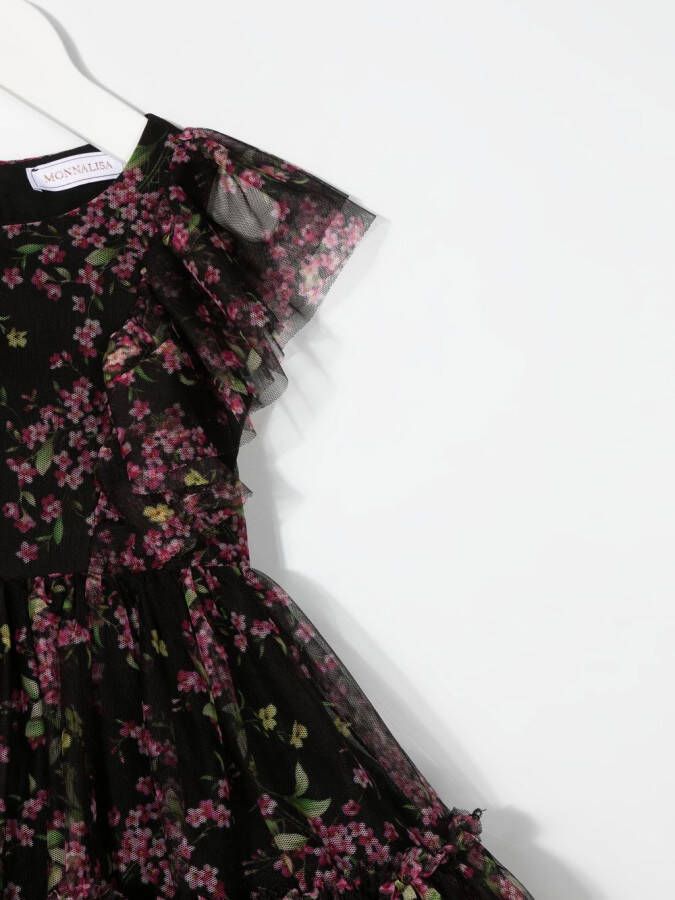 Monnalisa Jurk met bloemenprint Zwart