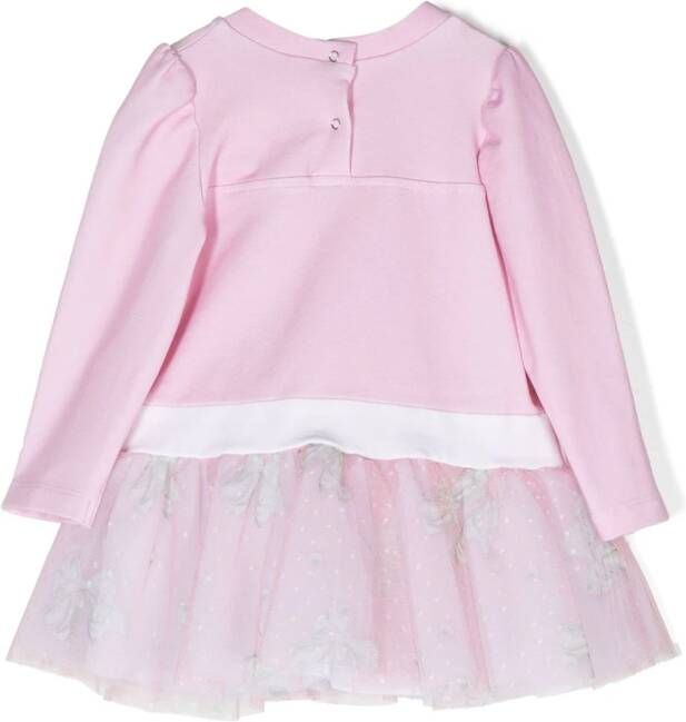 Monnalisa Jurk met geborduurd logo Roze
