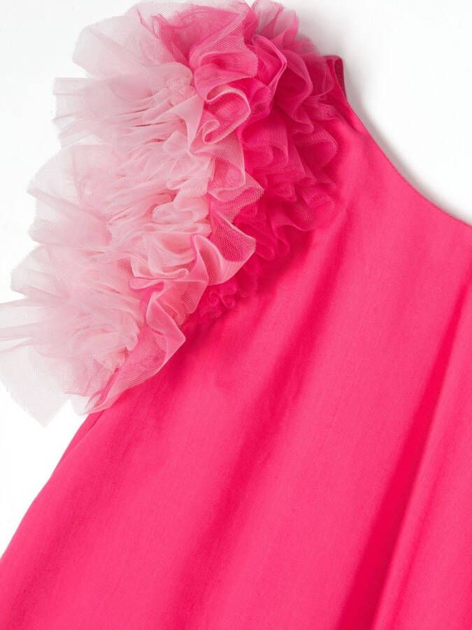 Monnalisa Jurk met tulen mouwen Roze