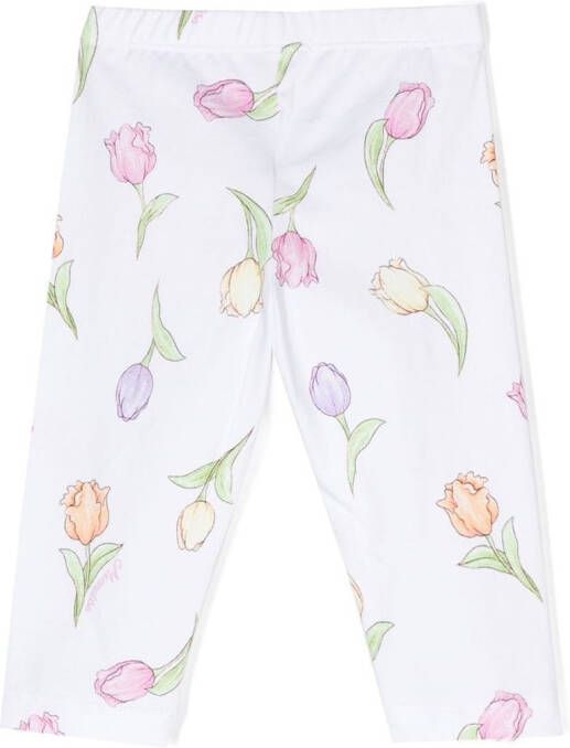 Monnalisa Legging met bloemenprint Wit