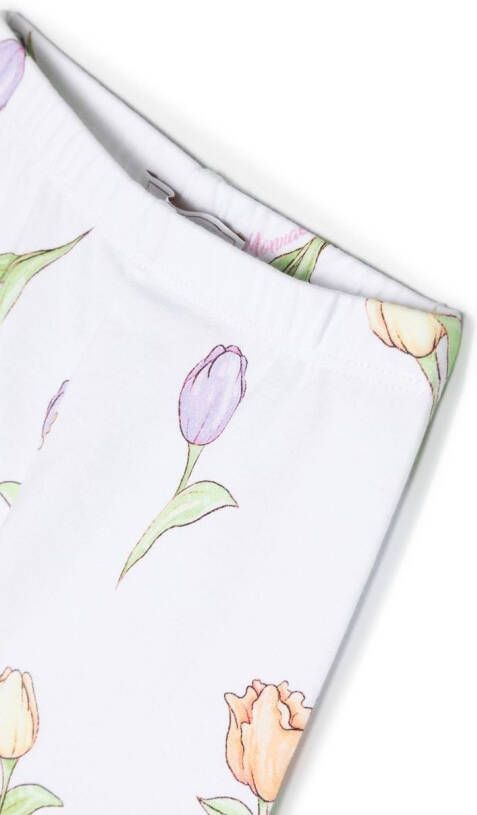 Monnalisa Legging met bloemenprint Wit
