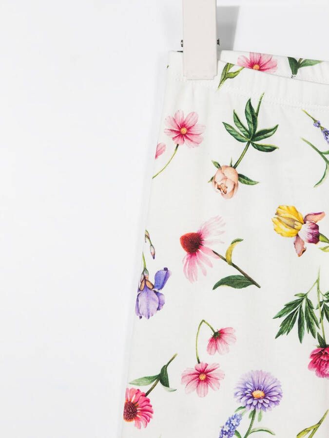 Monnalisa Legging met bloemenprint Wit