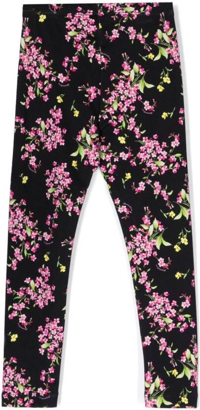 Monnalisa Legging met bloemenprint Zwart