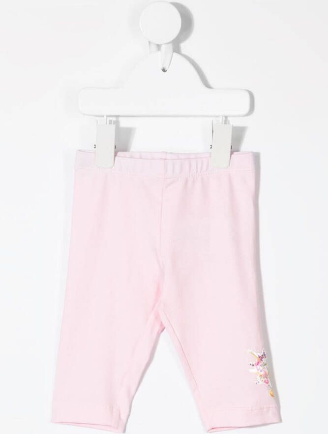 Monnalisa Legging met geborduurde bloemen Roze