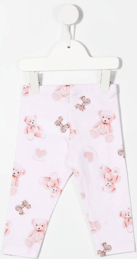 Monnalisa Legging met teddybeerprint Roze