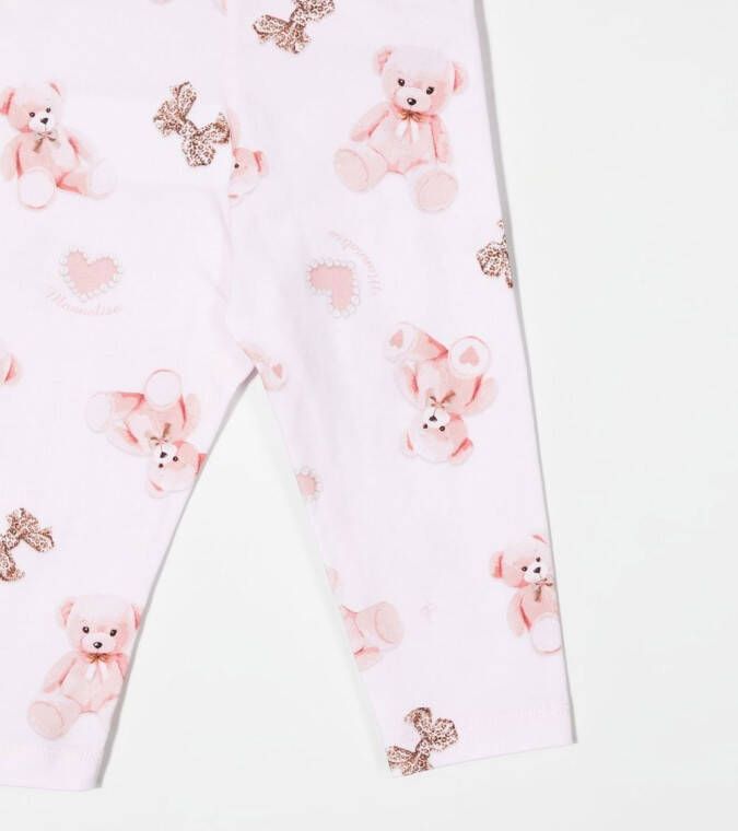 Monnalisa Legging met teddybeerprint Roze