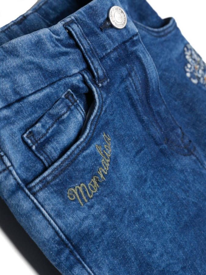 Monnalisa Jeans met geborduurd logo Blauw
