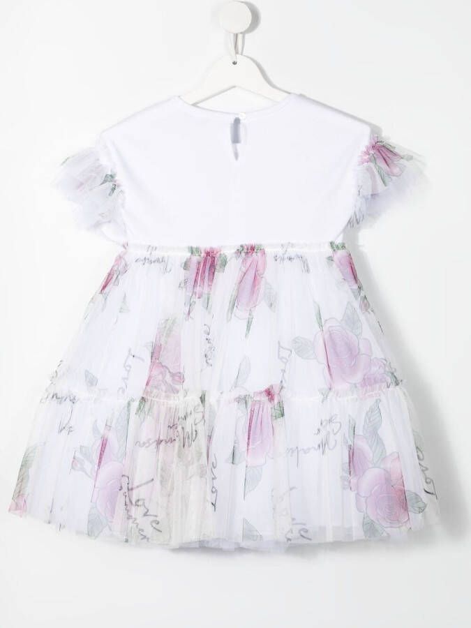 Monnalisa Mini-jurk met bloemenprint Wit