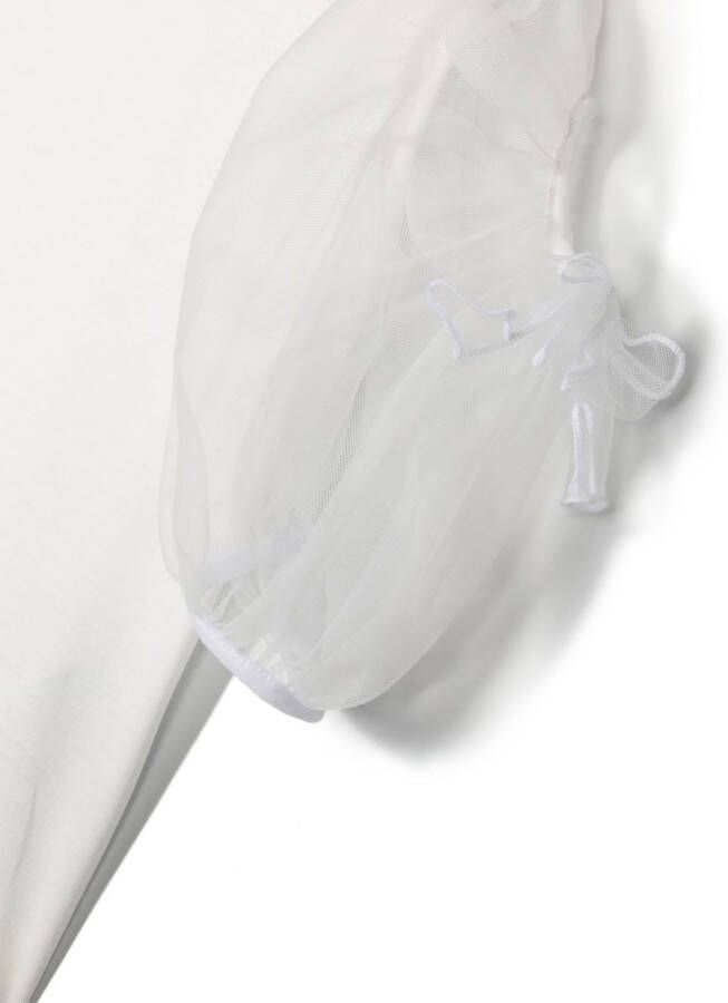 Monnalisa T-shirt met tulen mouwen Wit