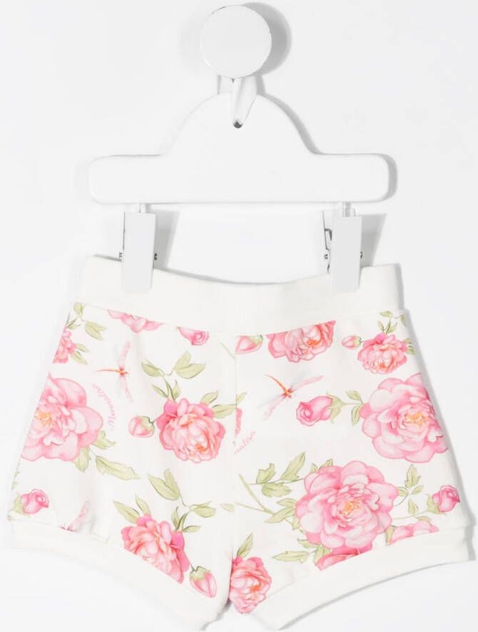 Monnalisa Shorts met bloemenprint Wit