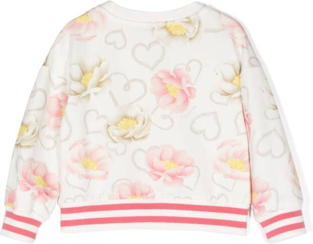 Monnalisa Sweater met bloemenprint Wit