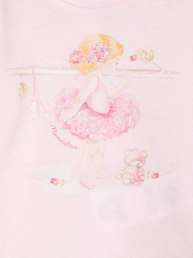 Monnalisa T-shirt met ballerinaprint Roze