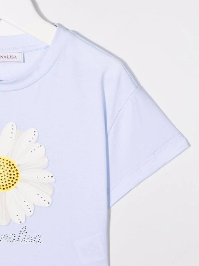 Monnalisa T-shirt met bloemenprint Blauw