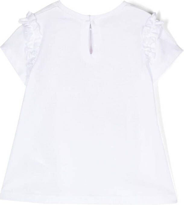 Monnalisa T-shirt met bloemenprint Wit