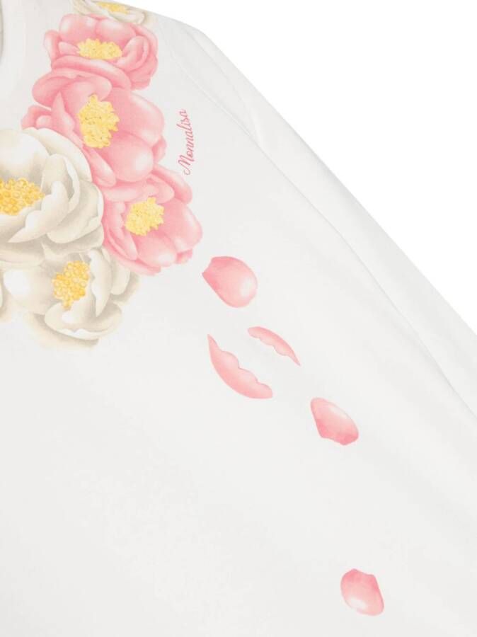 Monnalisa T-shirt met bloemenprint Wit