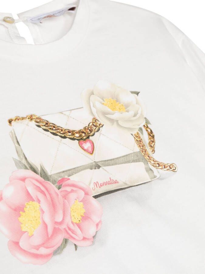 Monnalisa T-shirt met grafische print Wit