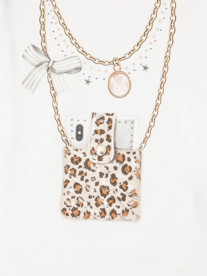 Monnalisa T-shirt met grafische print Wit