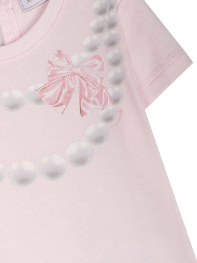 Monnalisa T-shirt met halskettingprint Roze