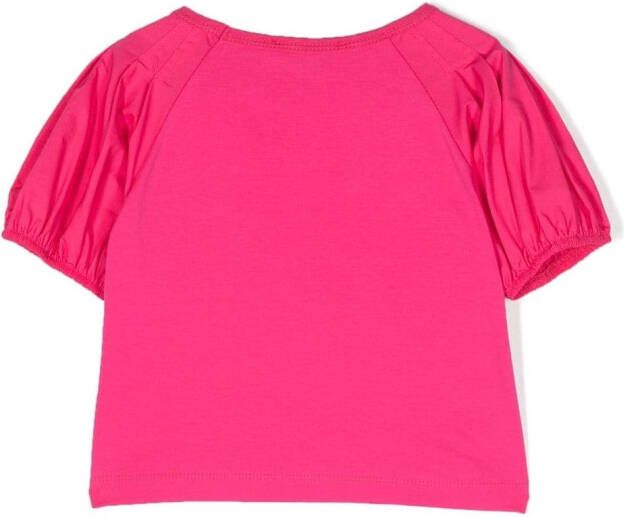 Monnalisa T-shirt met logo van stras Roze